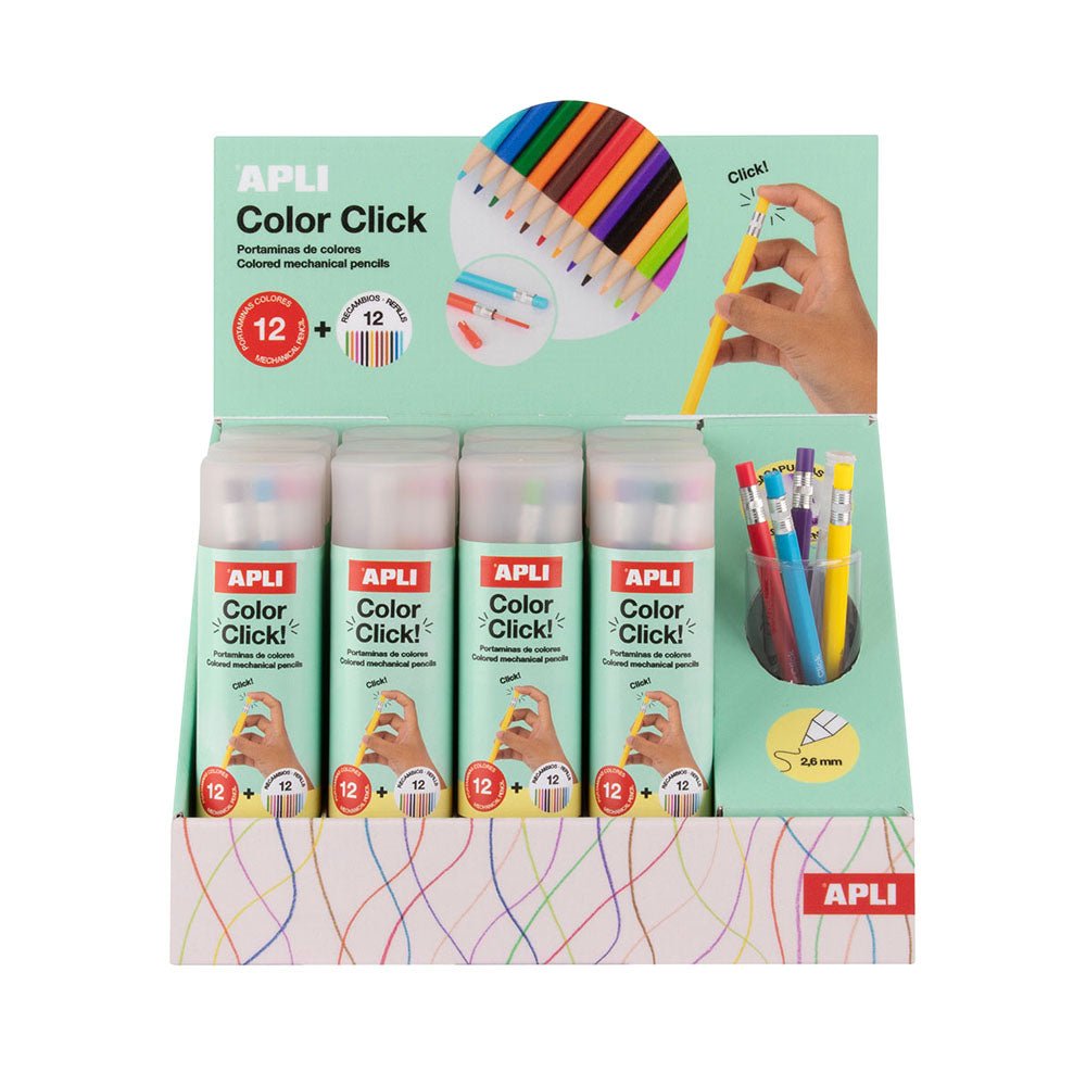 Bluepixel Equipamentos e Serviços Informáticos Lda | Lápis Cor Lapiseira Color Click – Pacote com 12 unidades Apli Lapiseiras