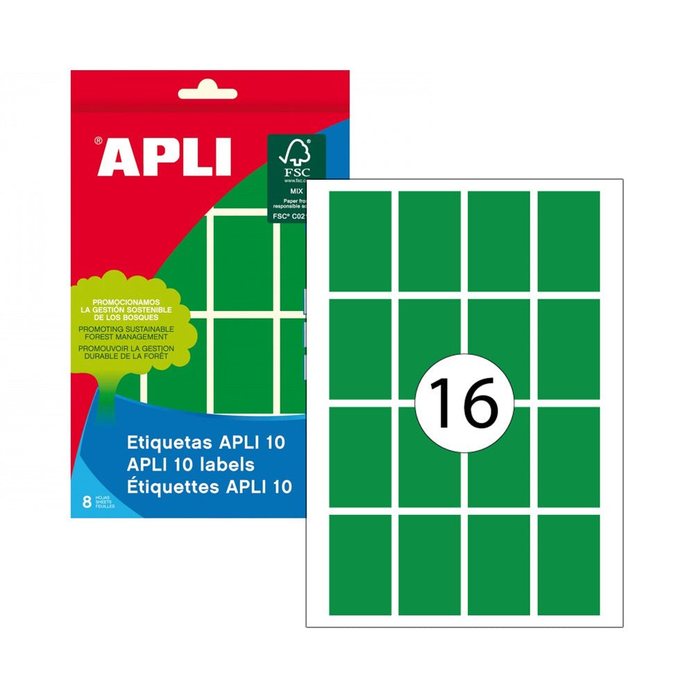 Bluepixel Equipamentos e Serviços Informáticos Lda | Etiquetas Verde 025x040mm 8Fls A5 – Pack com 128un Apli Etiquetas