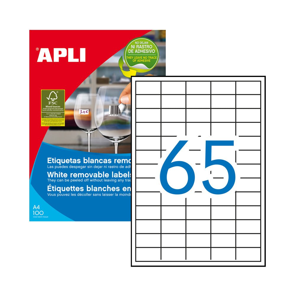 Bluepixel Equipamentos e Serviços Informáticos Lda | Etiquetas Removíveis A4 038x21,2mm - 6.500 Unidades Apli Etiquetas