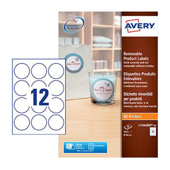 Bluepixel Equipamentos e Serviços Informáticos Lda | Etiquetas Redondas Removíveis Avery 60mm — 240 Unidades Avery Etiquetas