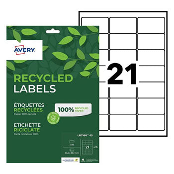 Bluepixel Equipamentos e Serviços Informáticos Lda | Etiquetas Recicladas Avery 63,5x38,1mm – 15 Folhas, 315 Unidades Avery Etiquetas