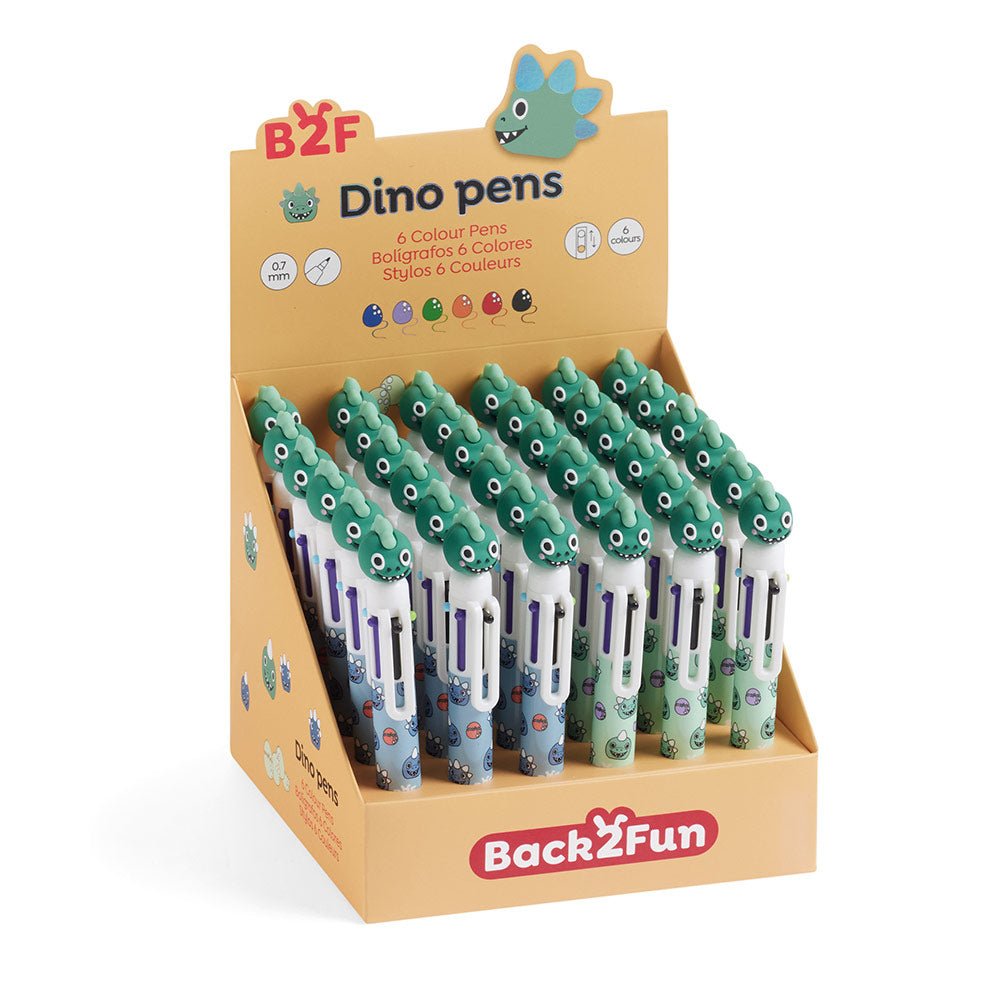 Bluepixel Equipamentos e Serviços Informáticos Lda | Caneta Esferográfica 6 Cores Dinosaurio 36 un, Organizadora Back2Fun Esferográficas