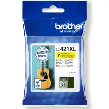 Tinteiro Brother LC421XLY Amarelo 500 Pág.