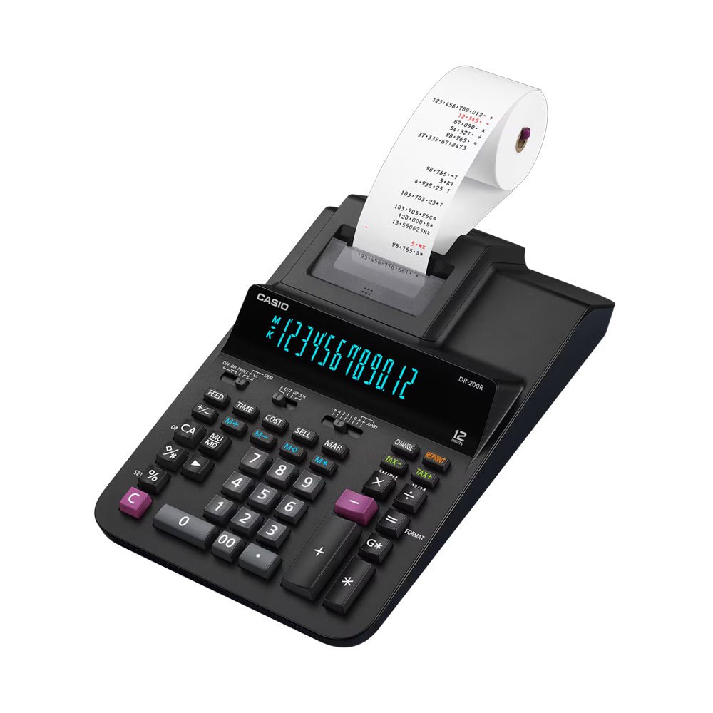 Bluepixel Equipamentos e Serviços Informáticos Lda | Calculadora Casio DR200R de 12 Dígitos para Escritório Casio Secretária com Rolo