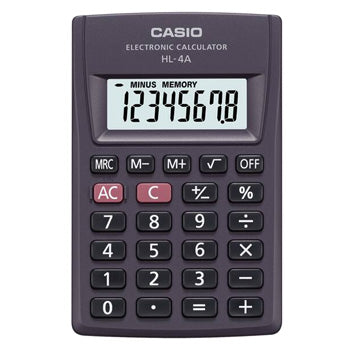 Bluepixel Equipamentos e Serviços Informáticos Lda | Calculadora de Bolso Casio HL-4A 8 Dígitos - Pequena e Precisa Casio Bolso