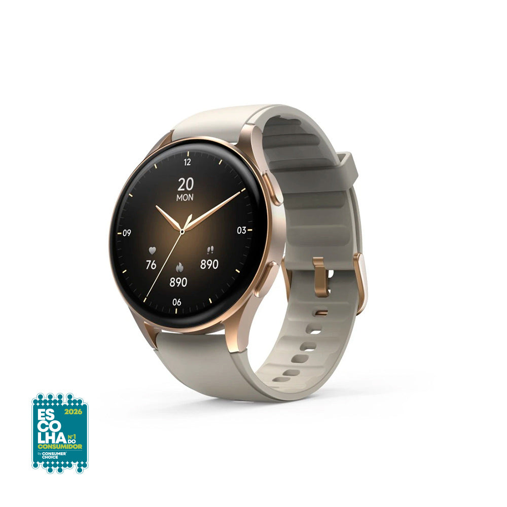 Smartwatch 8900 Bege/Dourado | Relógio smartwatch elegante