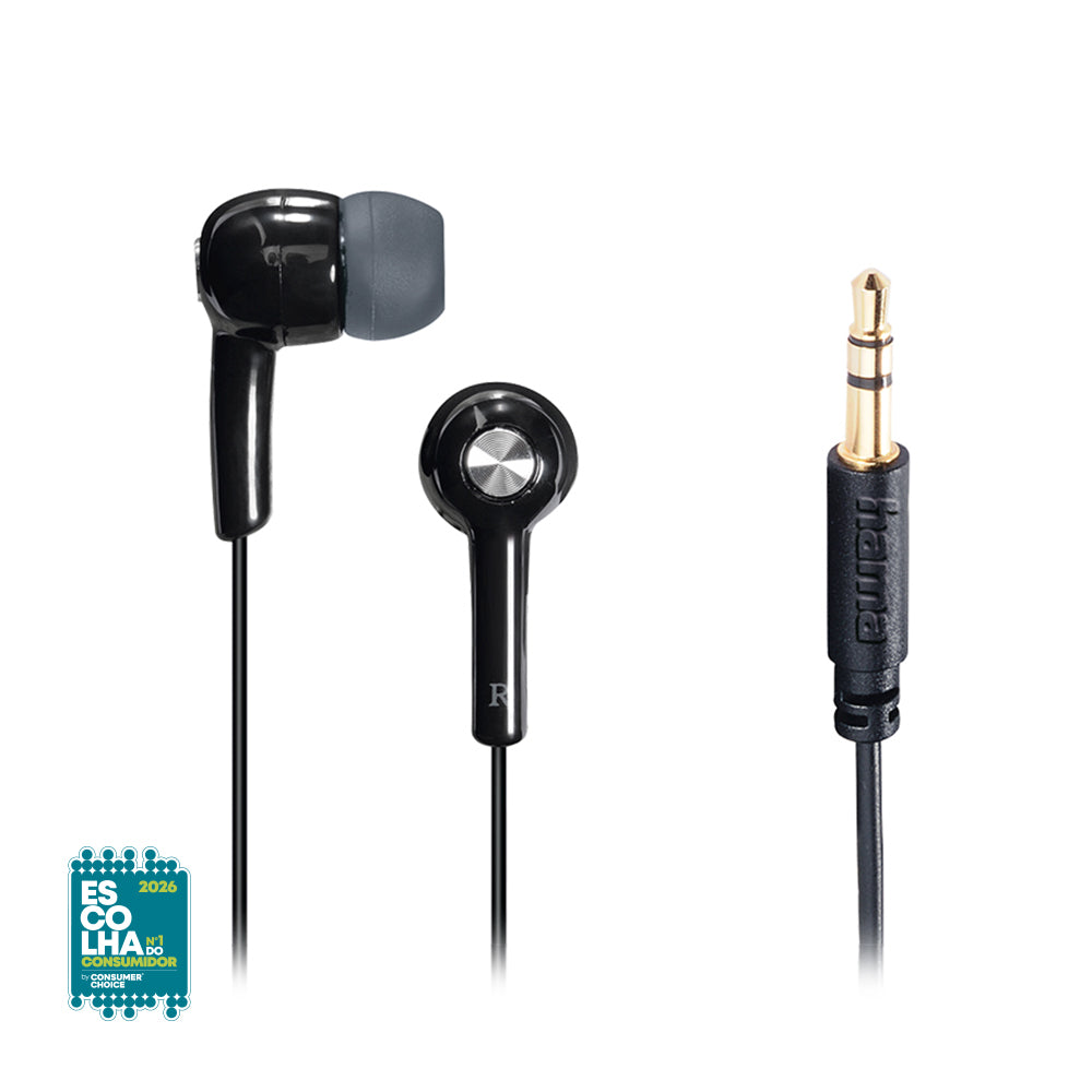 Auriculares In-Ear 3.5mm Jack Preto - Som de Qualidade