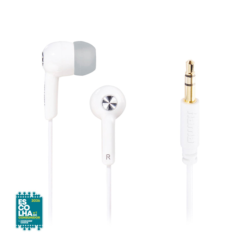 Auriculares In-Ear Branco com Jack 3.5mm - Áudio de Alta Qualidade