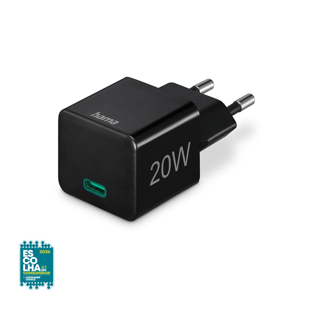 Carregador USB-C PD/QC 20W Rápido Mini-charger Preto