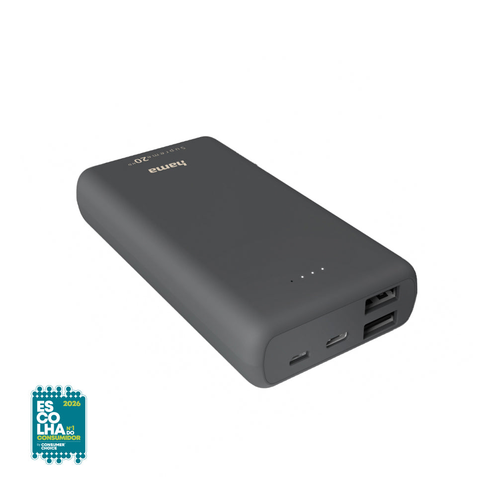 Powerbank 20000mAh Supreme 20HD Cinza — Carregador Portátil de Alta Capacidade