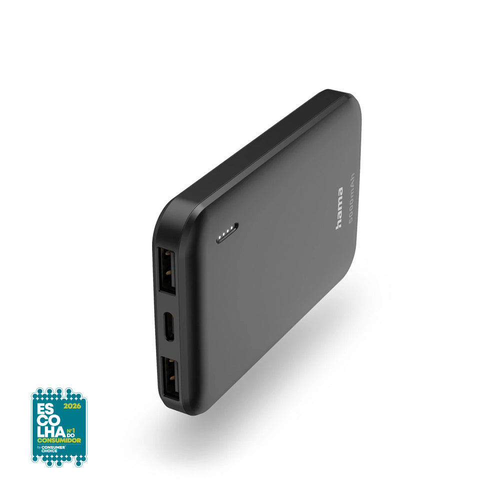 PowerBank 5000mAh Pocket 5 Cinza – Carregador Portátil Compacto