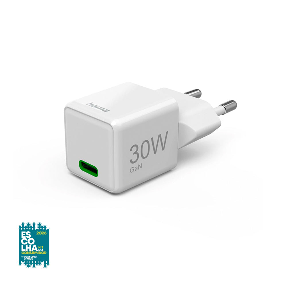Carregador USB-C PD/QC 30W Super Mini-Charger Branco