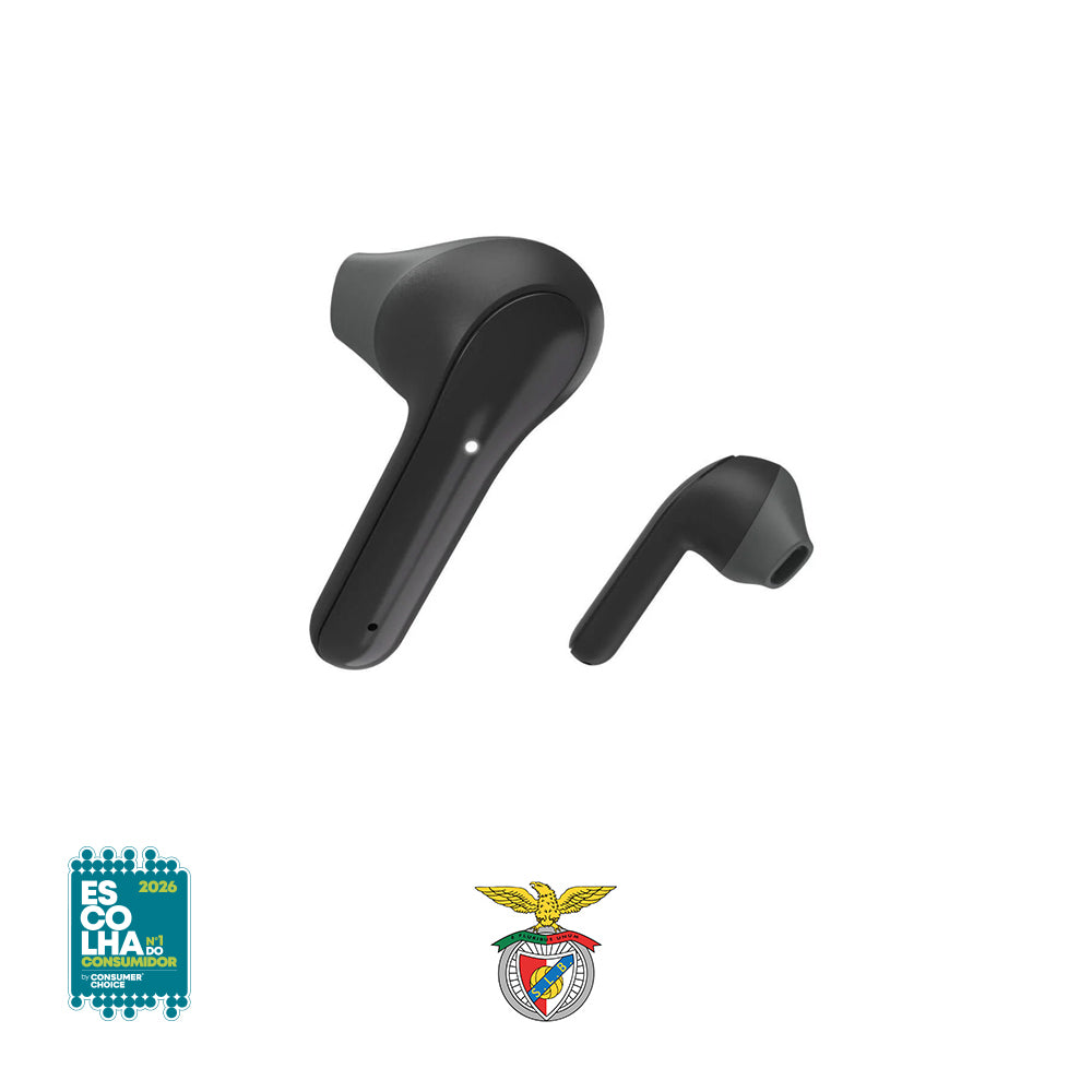 Auriculares Bluetooth Benfica Light Preto - Áudio Sem Fios e Confortável