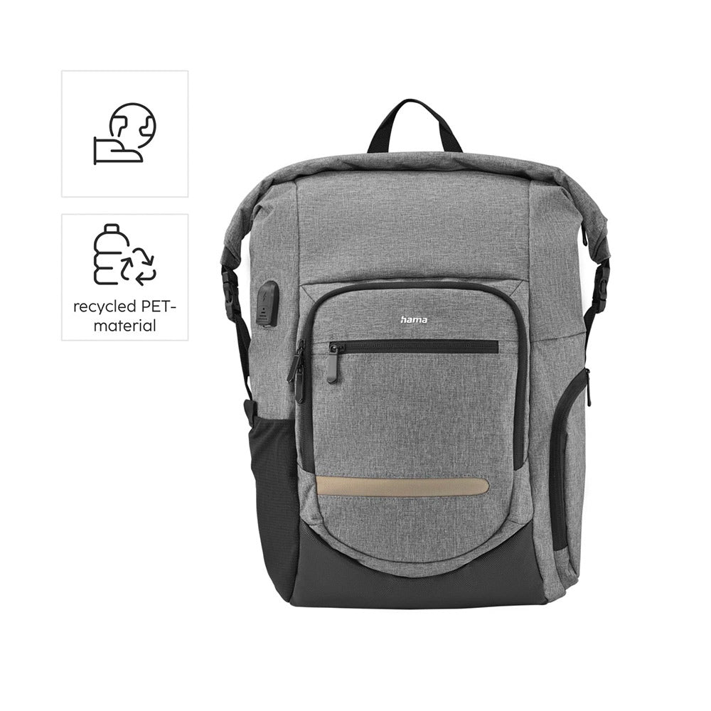 Mochila Portátil 15.6 Roll-Top Terra USB Cinza