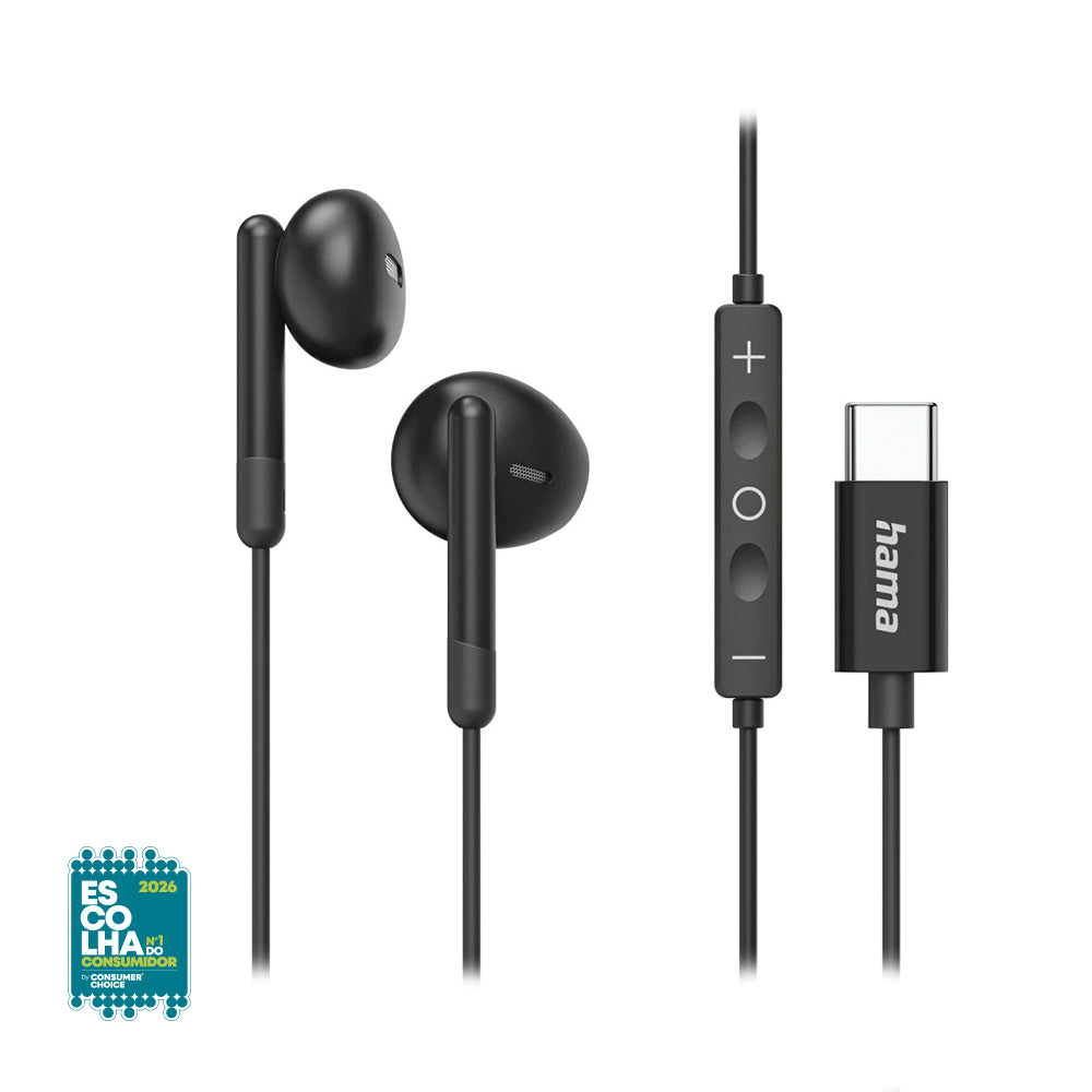 Auriculares USB-C Classy Pretos – Som de Alta Qualidade