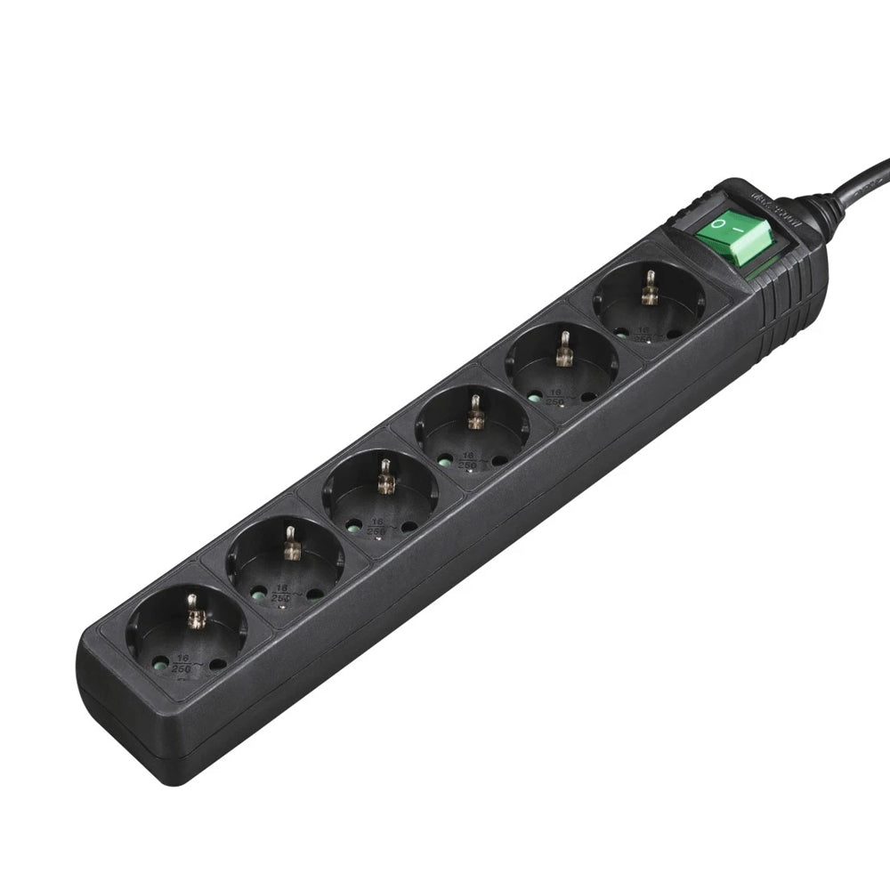Bloco 6 Tomadas + Interruptor Cabo 3mts Preto