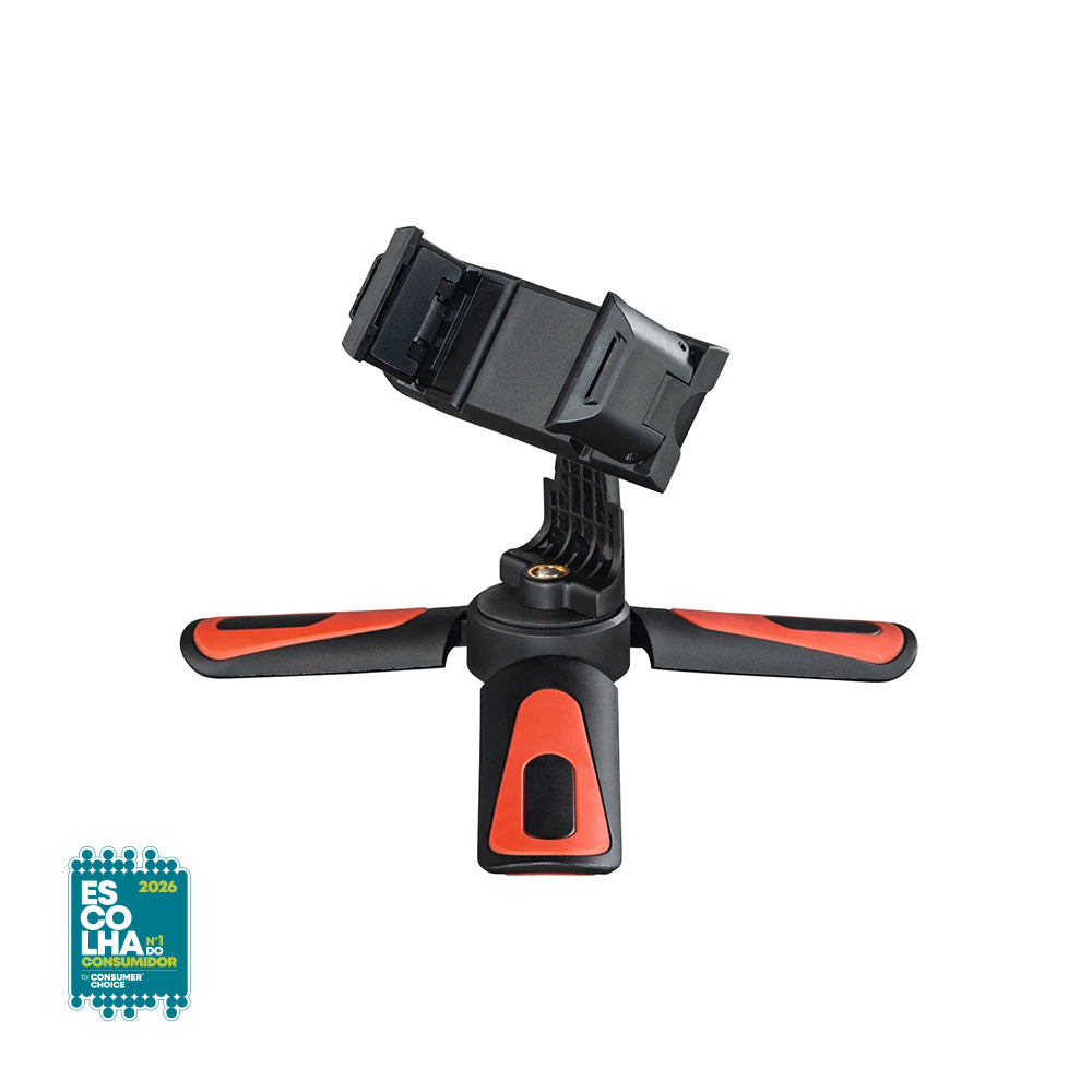 Tripé de Smartphone Mini Preto/Vermelho para Fotos e Vídeos