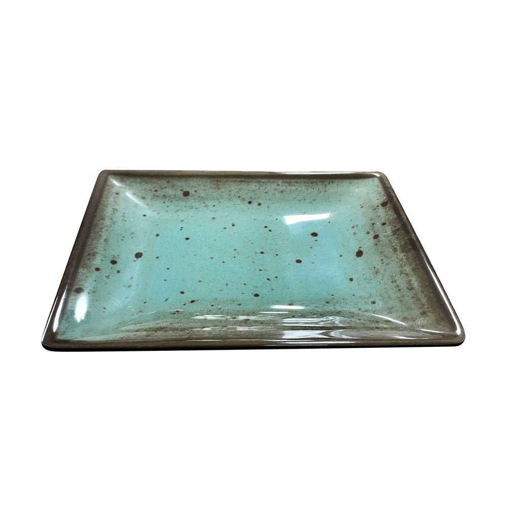 Prato de Melamina Quadrado Terraço Azul 30,4x21,6cm
