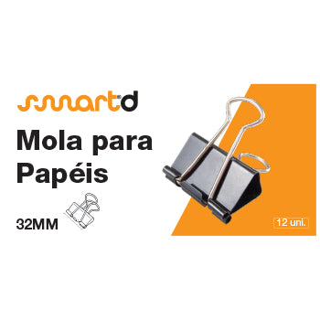 Bluepixel Equipamentos e Serviços Informáticos Lda | Molas para Papeis 32mm SmartD - Caixa com 12 Unidades SmartD Clips e Molas