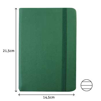 Bluepixel Equipamentos e Serviços Informáticos Lda | Bloco de Notas Pautado 21,5x14,5cm Semi Pele Verde — 116 Folhas SmartD Blocos Capa Dura
