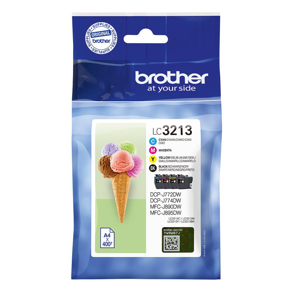 Tinteiro Broth­er LC3213VAL Pack 4 Cores XL para DCPJ572, MFCJ491/497/890/895 Brother