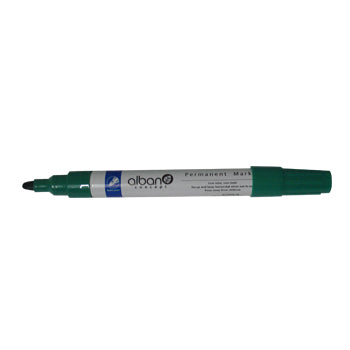 Marcador permanente grosso Alban AC1079-04 2mm verde, marcador de escrita com ponta robusta para desenhos e rotulagem.