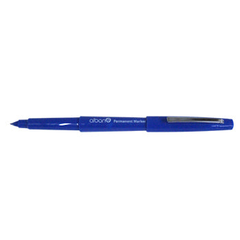 Marcador permanente médio Alban AC1214-02 azul, ponta de precisão para escrita e desenho em superfícies variadas.