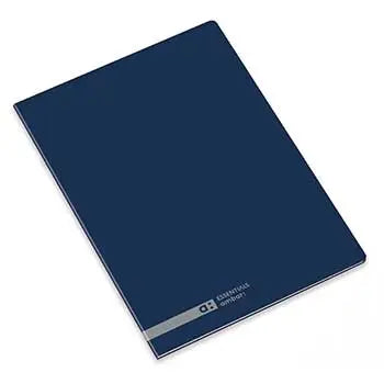Caderno A5 quadriculado marinho Ambar School com 48 folhas, caderno agrafado de capa dura, ideal para estudos e anotações.