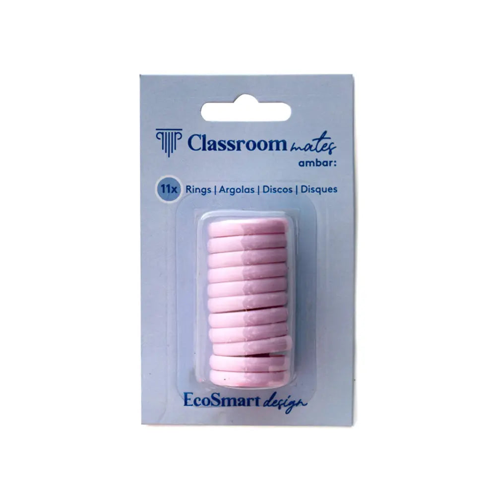 Discos para caderno EcoSmart Ambar Rosa, pack com 11 unidades, acessórios para encadernação de cadernos.