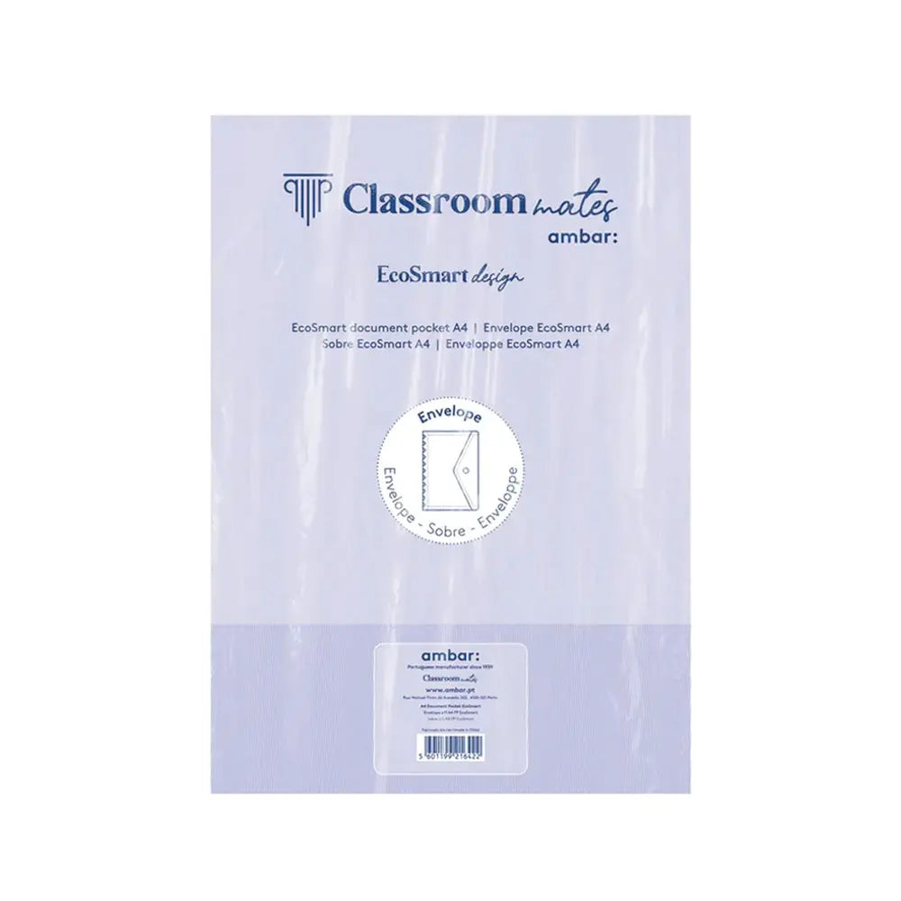 Envelope EcoSmart Ambar A4 para caderno, feito de material sustentável, com fechamento seguro para proteção e organização de papel.