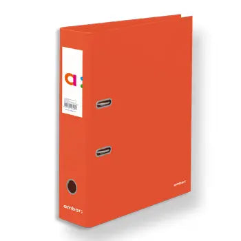 Pasta arquivo Ambar School L/L com rado vermelho claro, resistente e prática para organização de documentos.