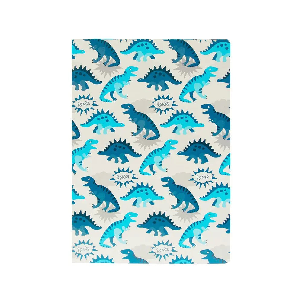Caderno A4 quadriculado da marca Ancor com 48 folhas, ideal para estudo e escritório, mostrando capa com tema Dino.