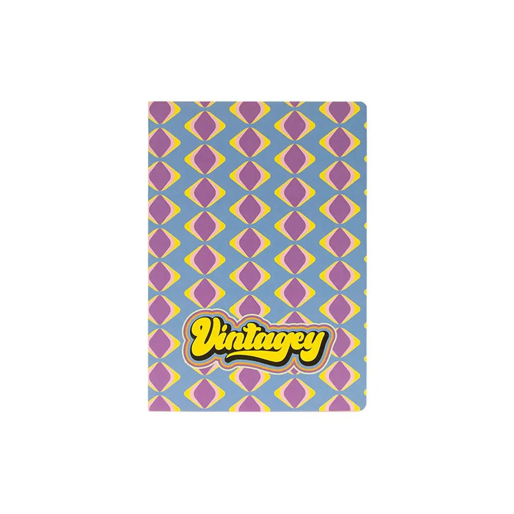 Caderno A5 quadriculado Vintagey Diamond da Ancor com 48 folhas, agrafado, capa com design vintage e detalhes dourados