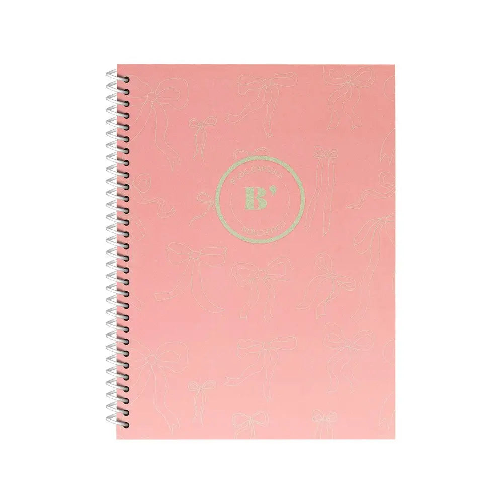 Caderno espiral A4 quadriculado rosa LACES da Ancor, capa dura, com 80 folhas para anotações e estudos.