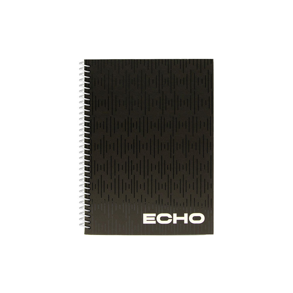 Caderno espiral A5 pautado preto Ancor com 80 folhas, ideal para escritório e estudo.