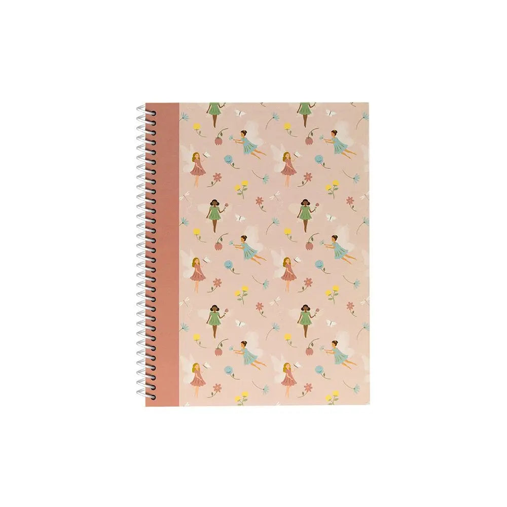 Caderno espiral A5 pautado Fairies Tale da Ancor com 80 folhas, capa ilustrada com fadas e tema encantado.