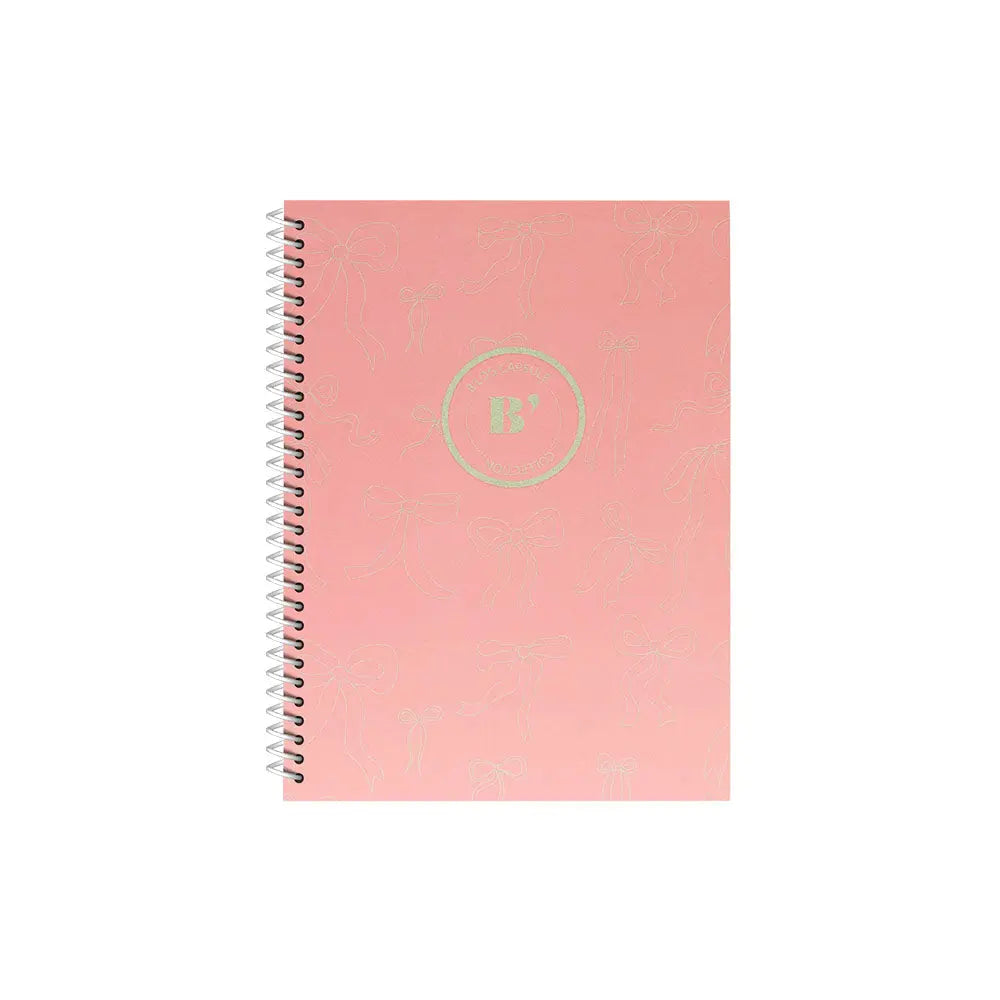 Caderno espiral A5 pautado rosa da marca Ancor com 80 folhas, ideal para anotações e estudos.