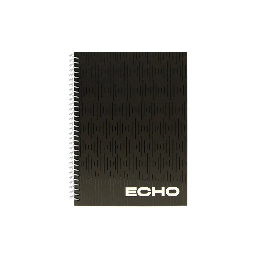 Caderno espiral A5 quadriculado ECHO preto da Ancor com 80 folhas, ideal para escritório e escola