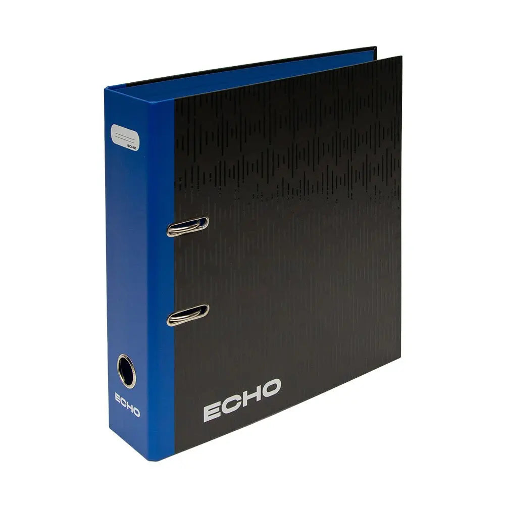 Pasta arquivo A4 com rado ECHO preto da Ancor, resistente para organizar documentos e papéis em escritórios.