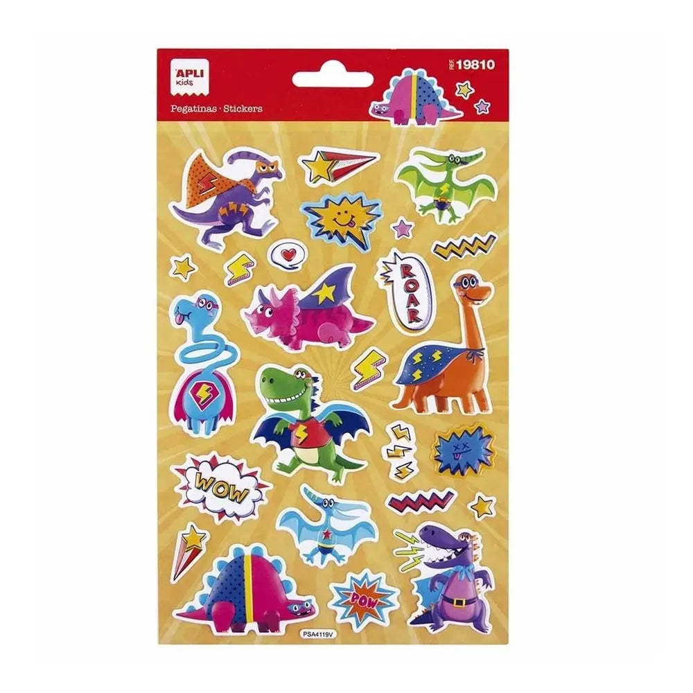 Bluepixel Equipamentos e Serviços Informáticos Lda | Autocolante Dinossauros e Super-Heróis – 1 Folha para Decoração Infantil Apli Autocolantes