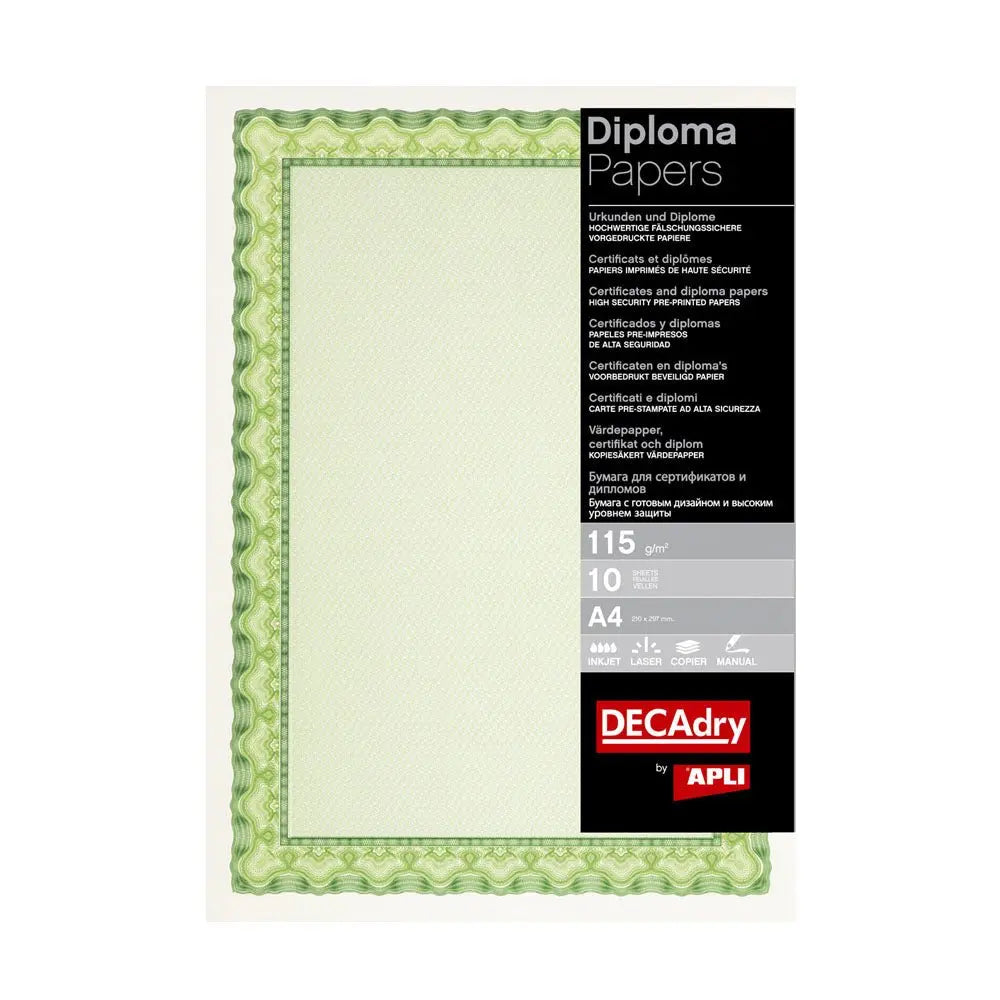 Papel 115g A4 Certificados Verde 10un