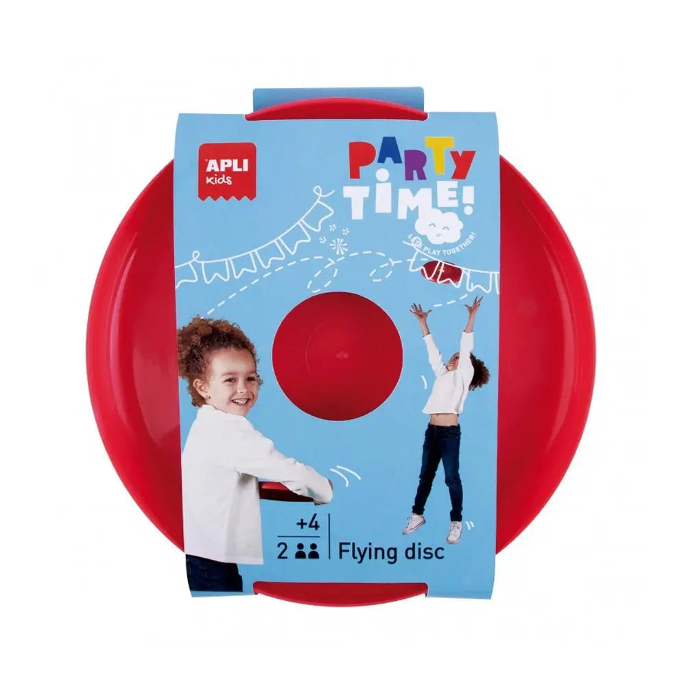 Jogo Party Time Disco Voador Apli Kids, brinquedo de diversão infantil com disco voador colorido e design divertido.