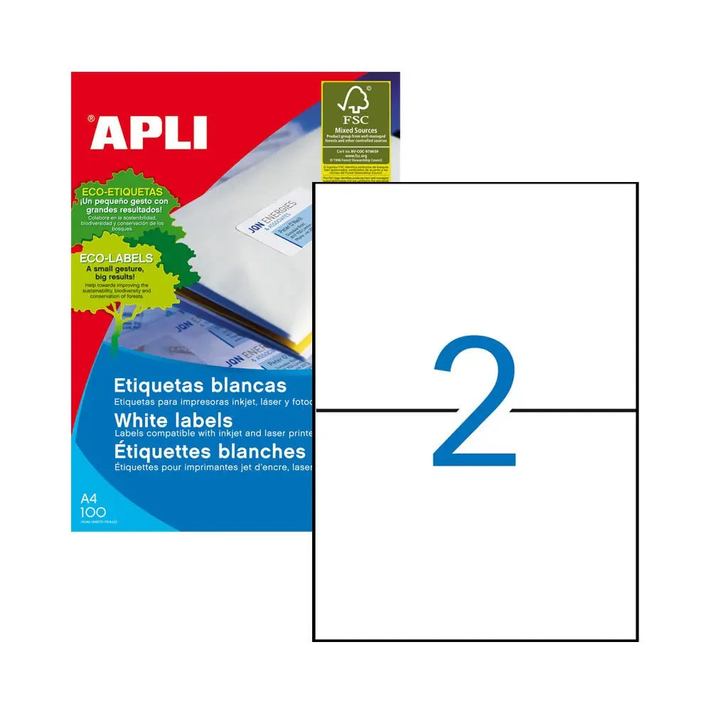 Bluepixel Equipamentos e Serviços Informáticos Lda | Etiquetas A4 210x148mm, 200 unidades | Apli Apli Etiquetas
