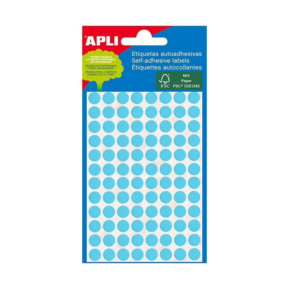 Bluepixel Equipamentos e Serviços Informáticos Lda | Etiquetas Redondas Azul 8mm Apli 2045 – 288 unidades Apli Etiquetas