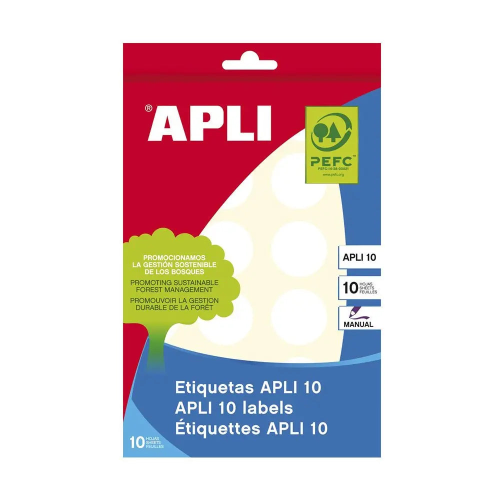 Bluepixel Equipamentos e Serviços Informáticos Lda | Etiquetas Redondas Brancas 25mm Apli 1629 – 240 Unidades Apli Etiquetas
