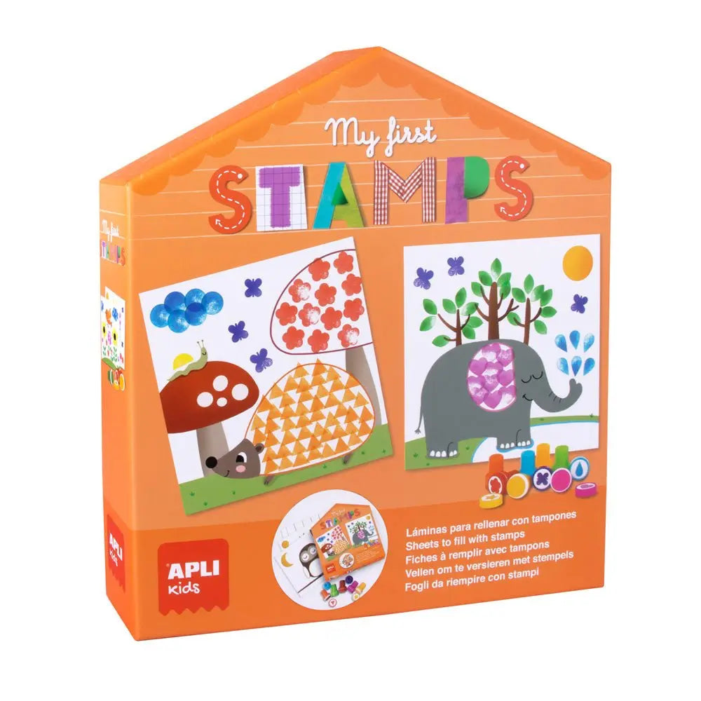 Jogo educativo Apli My First Carimbos para crianças, conjunto de carimbos de aprendizado para atividades infantis.
