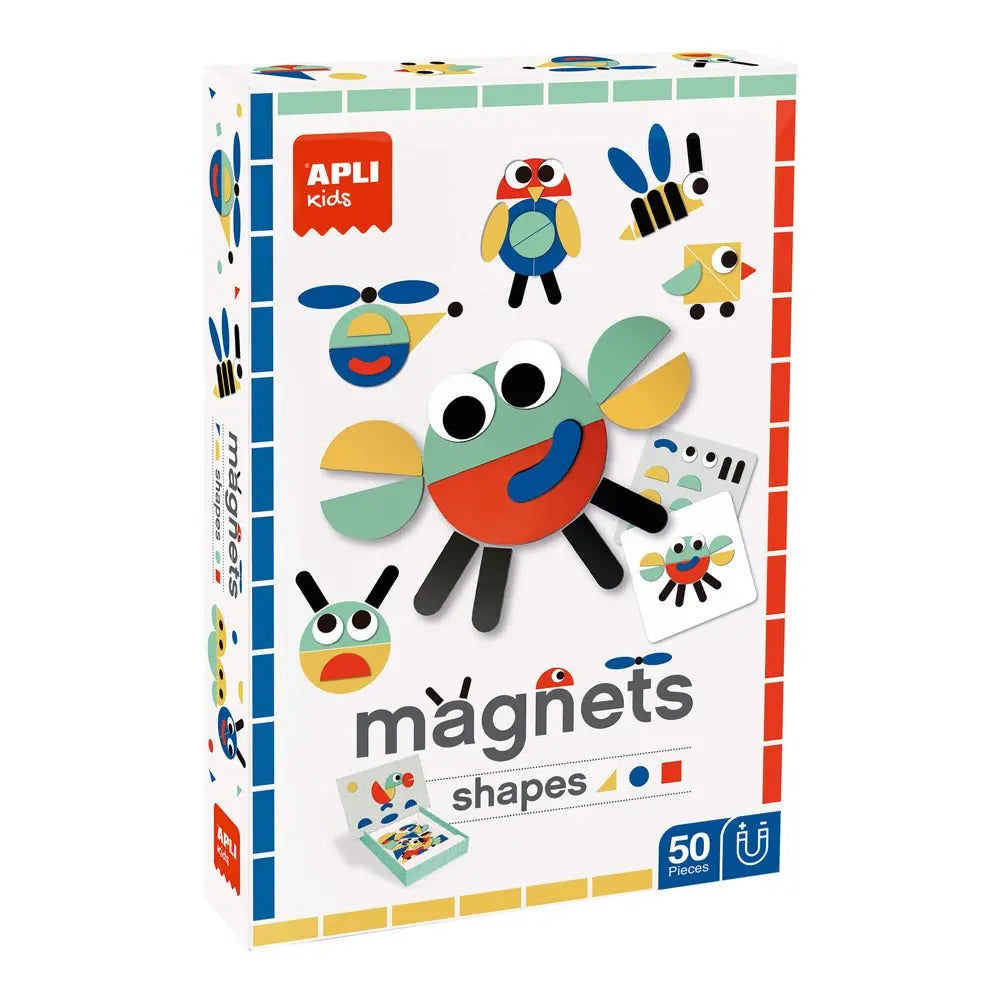 Jogo de ímãs magnéticos Shapes Apli Kids com 50 peças coloridas para aprender brincando e desenvolver criatividade