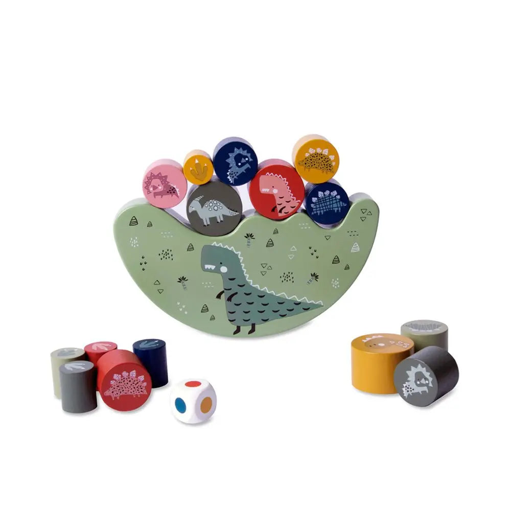 Quebra-cabeça educativo Apli Dinossauros com peças coloridas para equilíbrio e diversão, ideal para crianças.