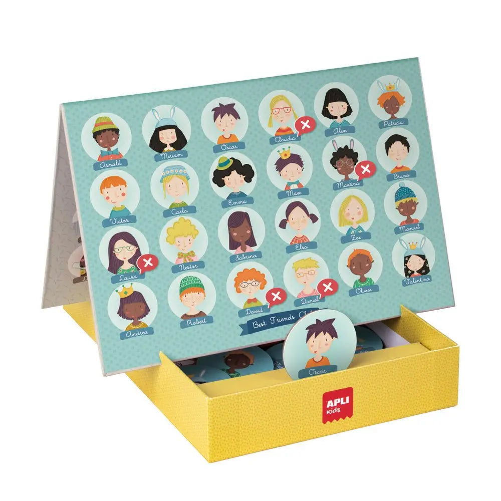 Jogo Quem é Quem da Apli com tabuleiro e 48 peças, ideal para diversão e entretenimento com cartas e personagens.