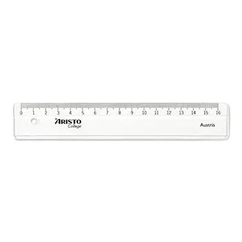 Régua de plástico cristal de 16cm da Aristo, ideal para desenho e medição, parte da coleção Geocollege.